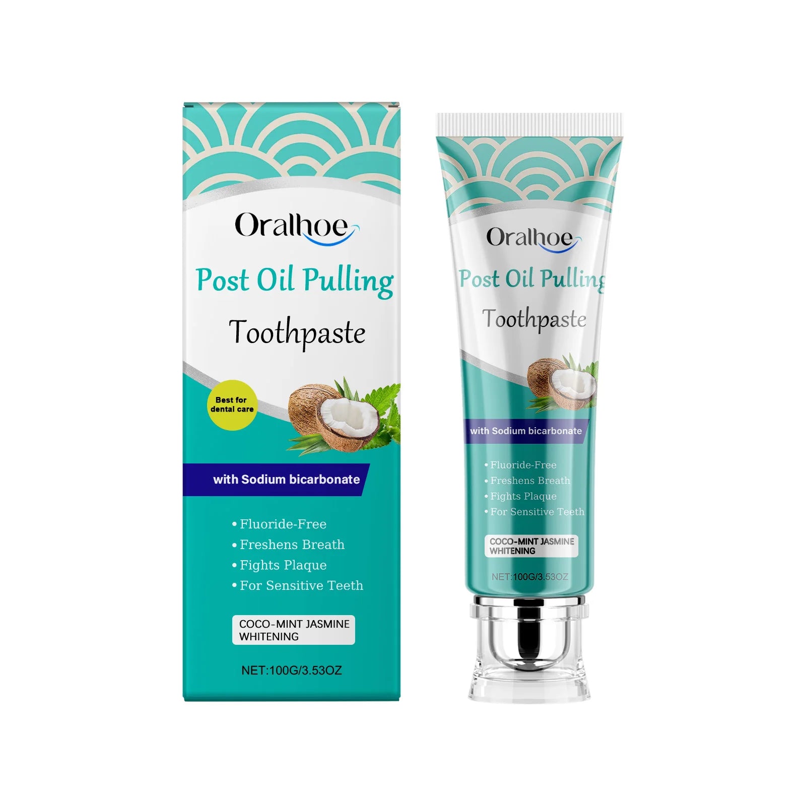 Coconut Oil Teeth W-hitening Toothpaste Repair Cavitie Reduce Yellowing Deep Clean Remove Plaque Stains Gum Treatment Toothpaste Oasis Select 100g boxed