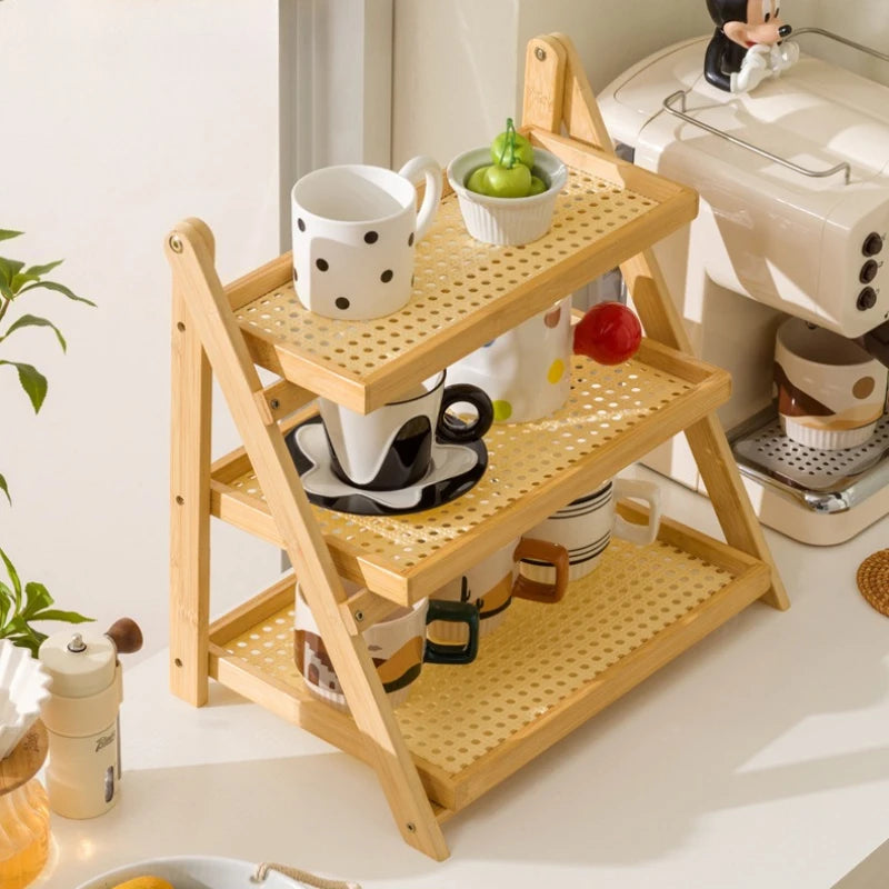 Foldable Shelf Desktop Small Hand-brewed Coffee Corner Arranger Bar Table Coffee Cup Storage Display Rack Oasis Select