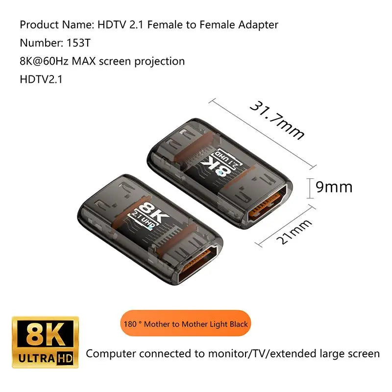 HDMI 2.1 Male to Female Adapter 8K@60Hz – 90/270/360° Angle