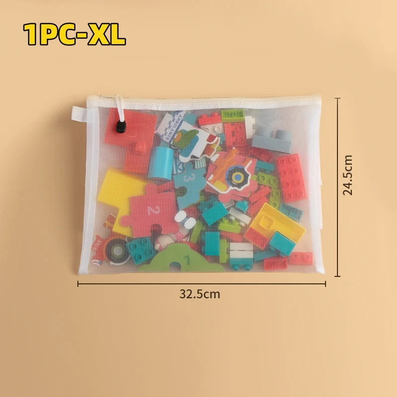1-30 PCS Mesh Zipper File Bag Waterproof Moisture-proof Zipper Folder Toy Storage Bag Storage Tools Cosmetic Organization Bag