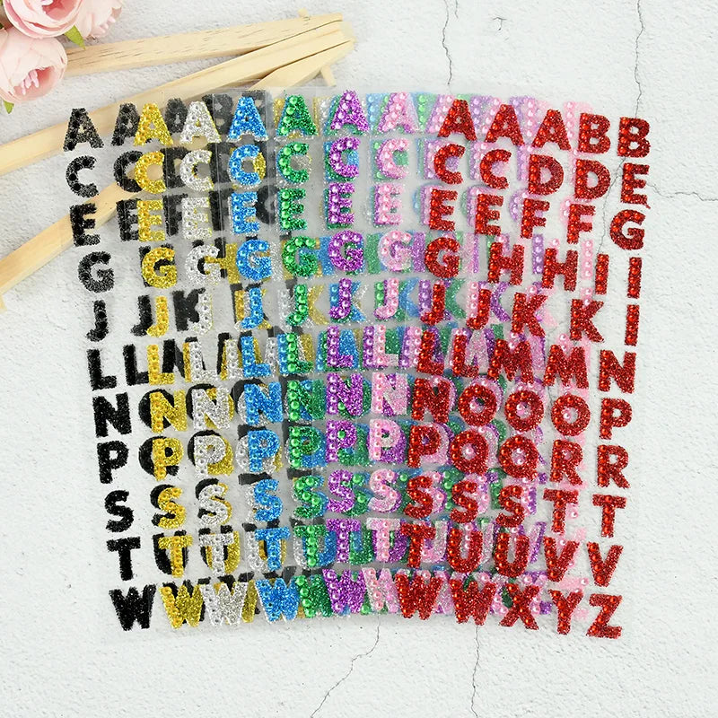 1Pcs Glitter A-Z Alphabet Letters Sticker Scrapbooking Stationery School Supplies Black/Gold/Silver/Red/Blue/Pink/Purple/Green Oasis Select