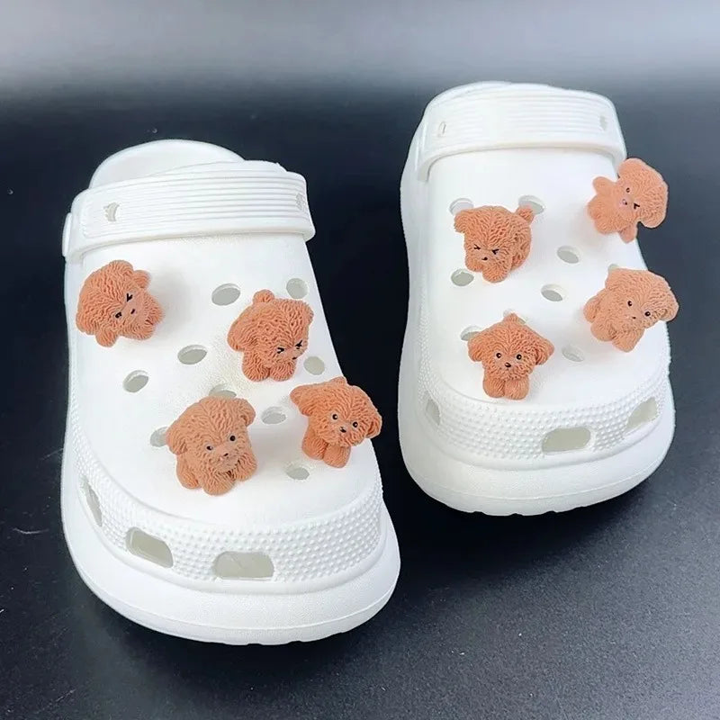 4/8PCS Summer Fashion Shoe Charms Set Accessories for Clogs Shoe Buckle Cute Teddy Dog DIY 3D Shoes Decorations for Bogg Bag Oasis Select