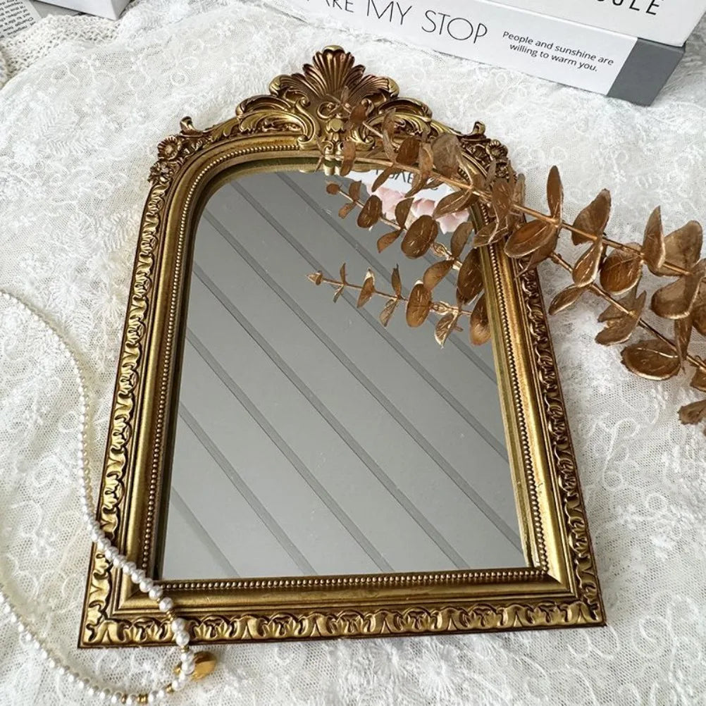 Retro Resin Photo Frame Makeup Mirror Bedroom Desktop Makeup Mirror French Photo Frame Desktop Vanity Mirror Room Decoration Oasis Select