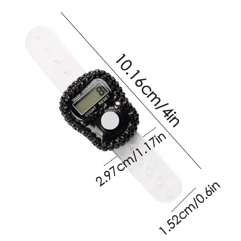Finger Counter Clicker LCD Digital Display Finger Counter Resettable Lap Record Ring Manual Knitting Row Tally Ring For Golfer Oasis Select Black
