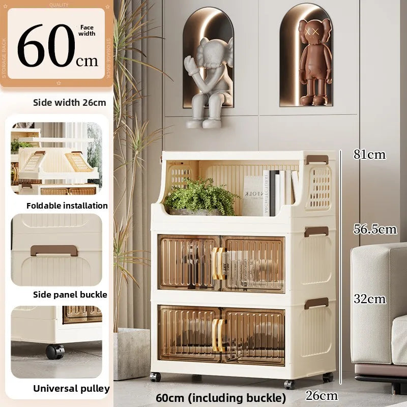 40-50-60 transparent household living room multi-layer mobile snack locker storage folding rack locker Oasis Select 60CM 1 plus 2