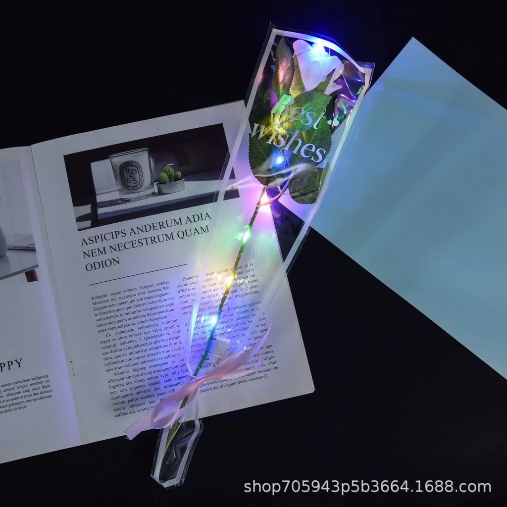 1pcs Led Light Up Glowing Roses Red Flower Bouquet Led Flash Handheld Valentine's Day Glow Party Wedding Decoration Oasis Select champagne