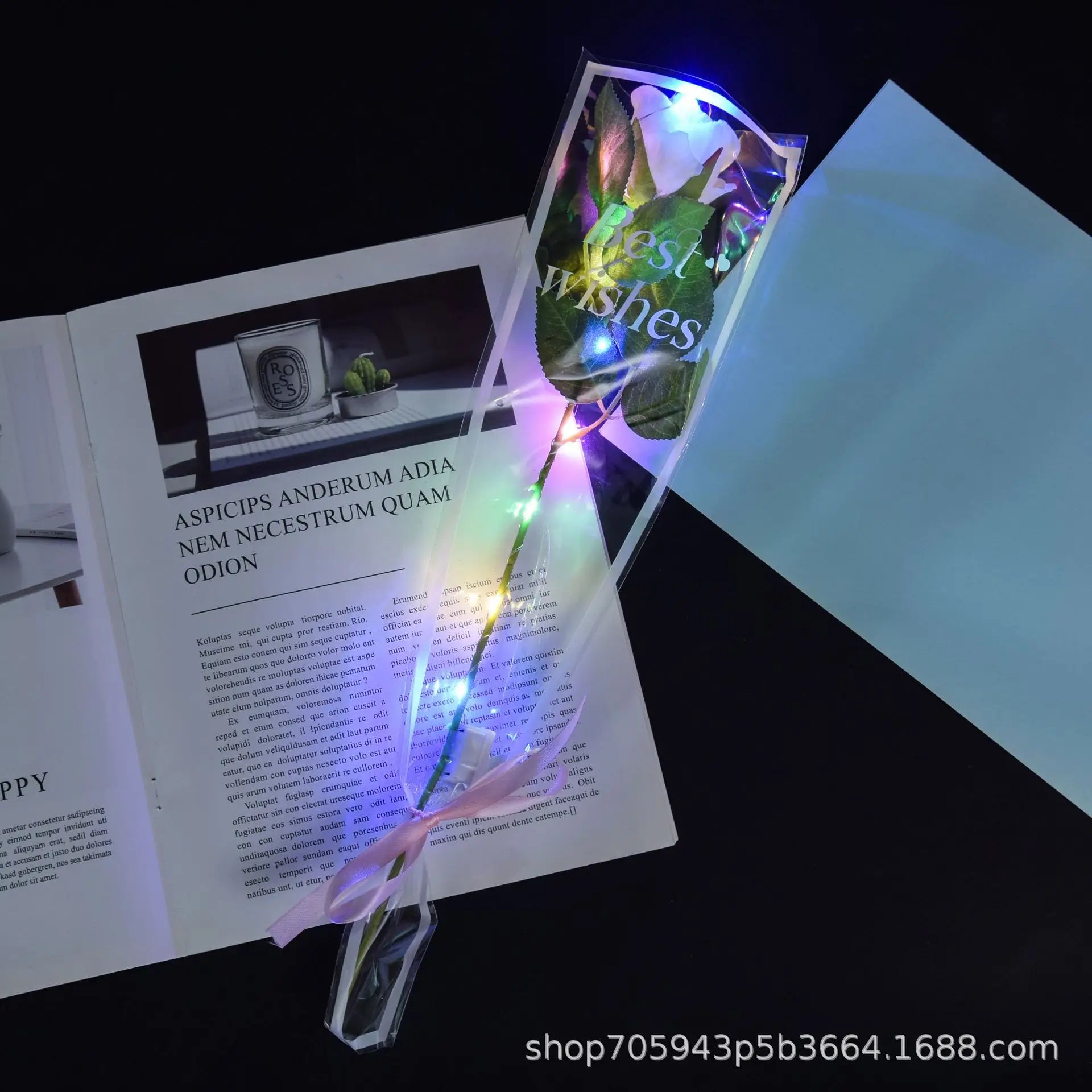 1pcs Led Light Up Glowing Roses Red Flower Bouquet Led Flash Handheld Valentine's Day Glow Party Wedding Decoration Oasis Select champagne