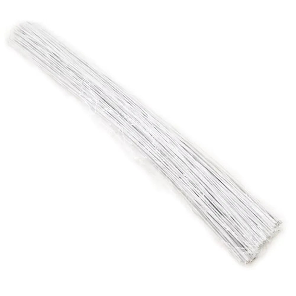 100Pcs 40cm Floral Wire Stems Paper Covered DIY Crafts Paper Floral Wire Iron Wire Flower Making Accessory Home Decor Oasis Select White