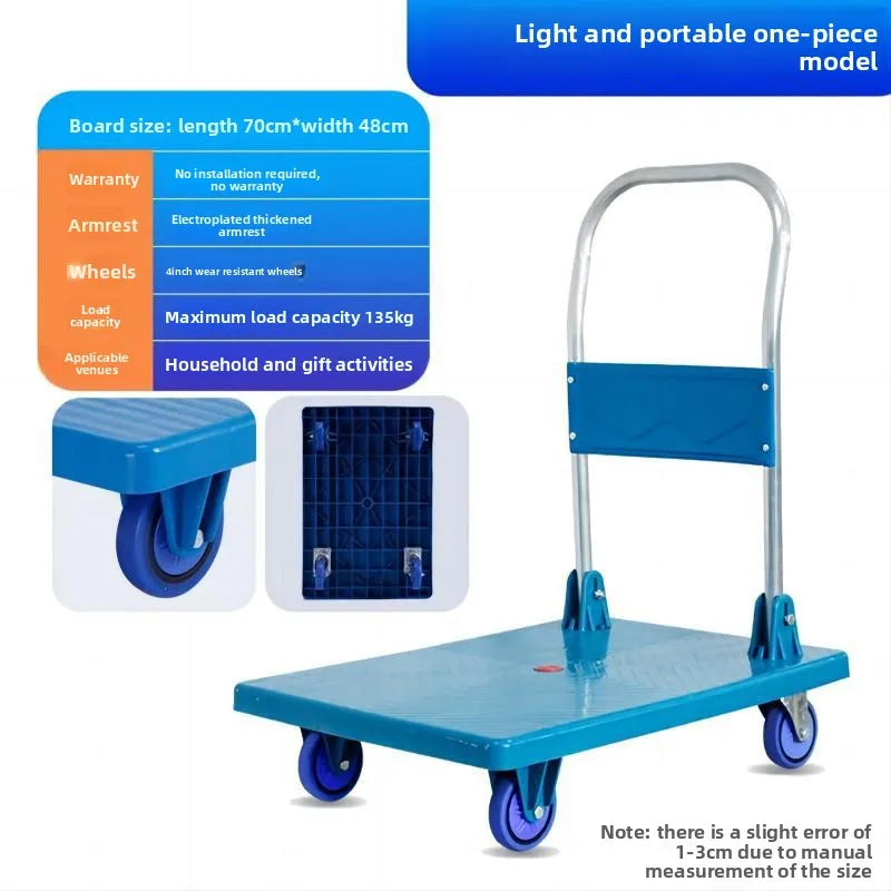Trolley Portable Folding Silent Casters Handling Goods Trolley Silent Flat Truck Oasis Select 70cm