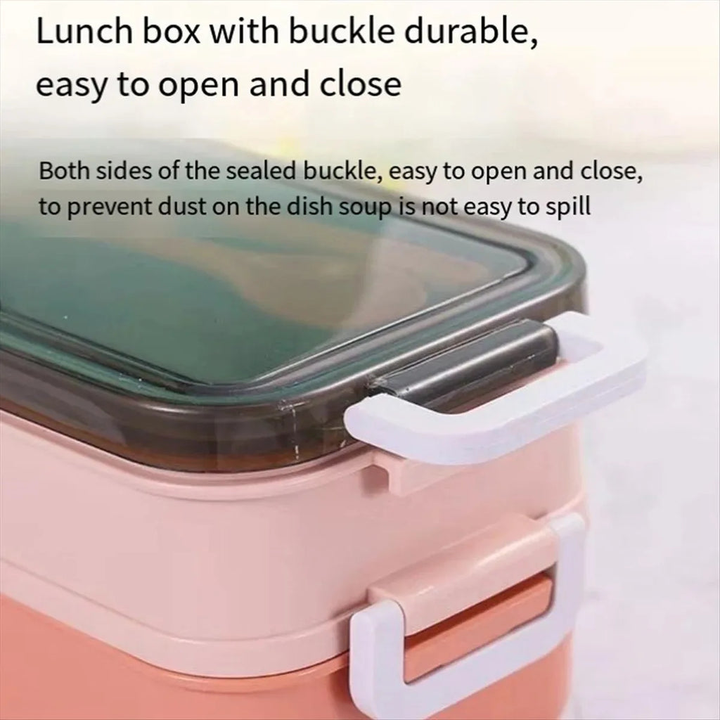 Lunch Box Food Storage Box 3 Layers Grids Student Office Worker Microwave Bento Box Outdoor Picnic Container with Fork Spoon Oasis Select