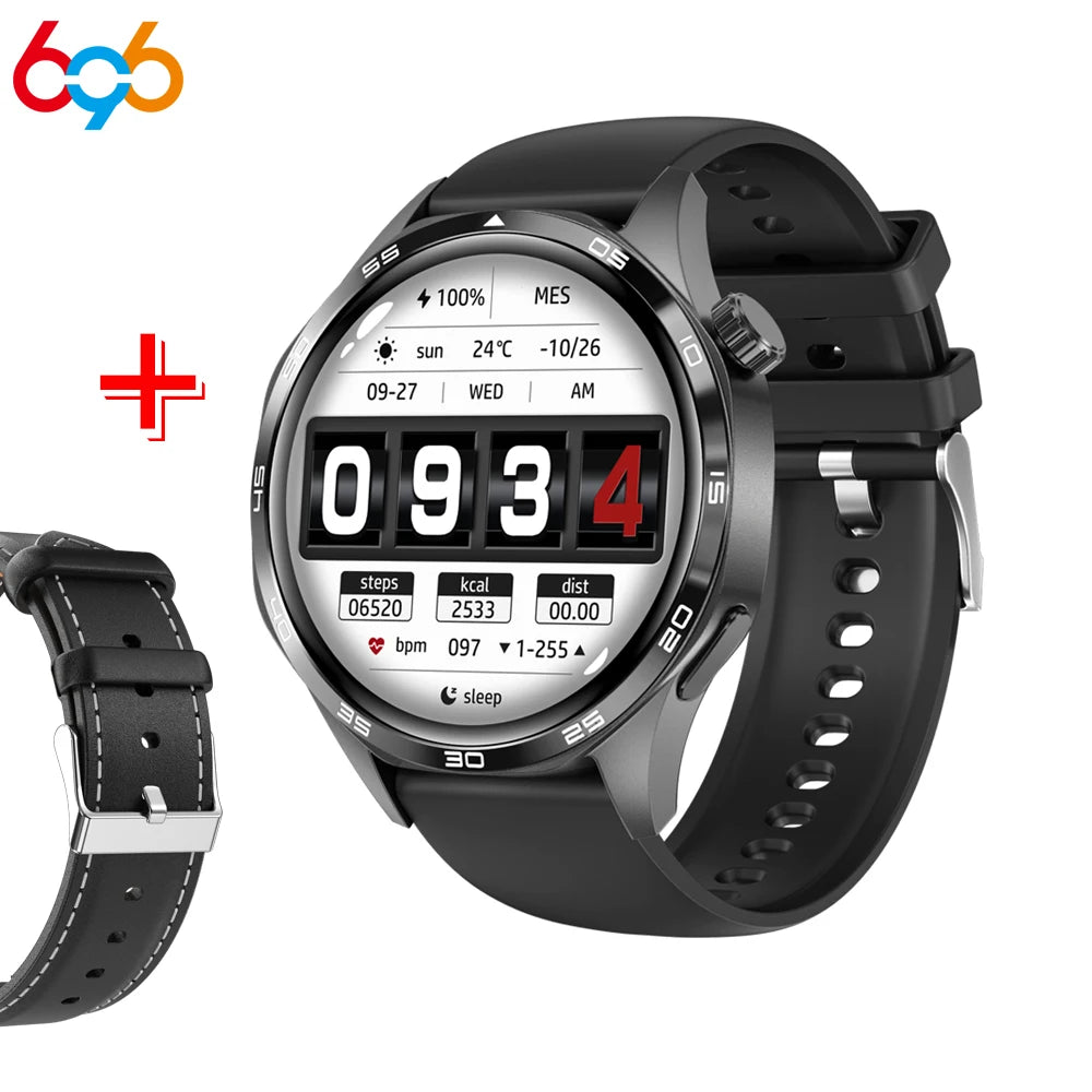 Men Round Smart Watch Sports Blue Tooth Call Health Watches Waterproof GPS Motion Trajectory Compass Voice Assistant Smartwatch Oasis Select BKBKS A BKL