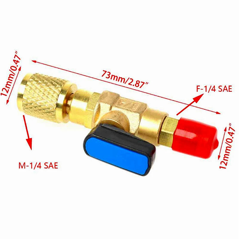 Three Color 1/4 "external Thread To 1/4" Internal Thread SAE Straight Through Ball Valve Refrigerant R22 AC Load Oasis Select