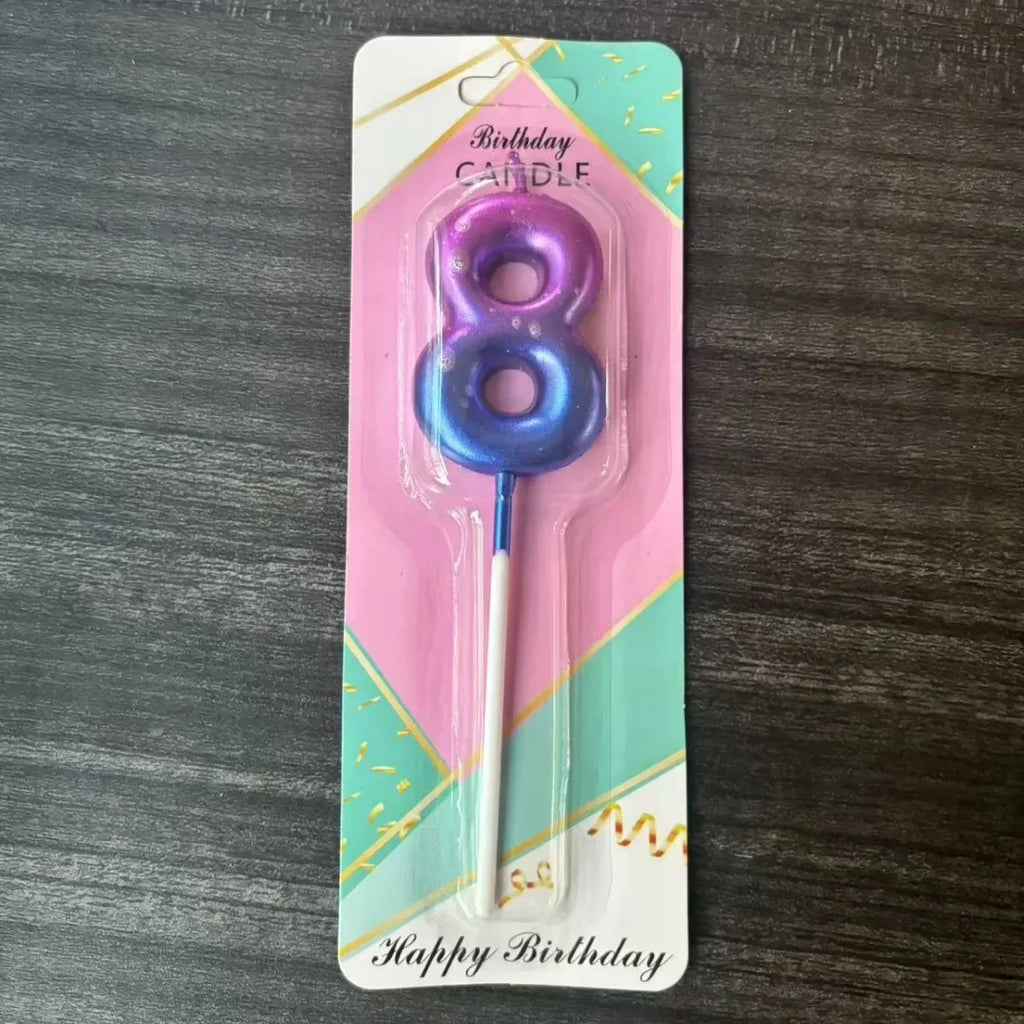 Candle Pink Birthday Candle Girl Happy Birthday Cake Topper Children's Party Decor Ornaments Opera Digital Celebration Candle Oasis Select 8-purple