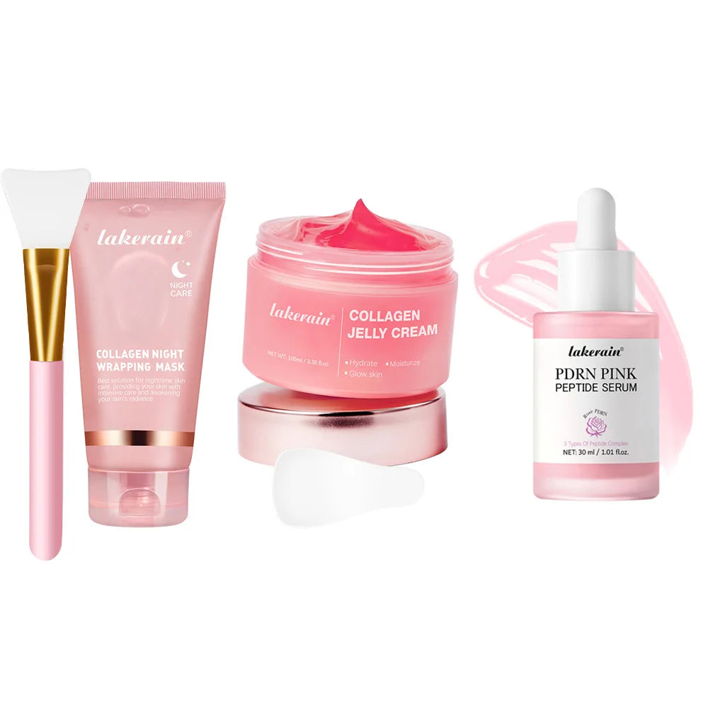 Collagen Jelly Cream Hydrolyzed Collagen Overnight Facial Mask Wrapping Peel-Off Mask Hydrating Firming Moisturizing SkinCare Oasis Select SET 2