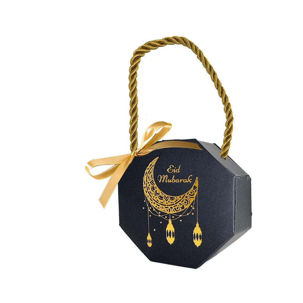 10-Pack Satin Ribbon Eid & Ramadan Gift Boxes – Gold Stamp