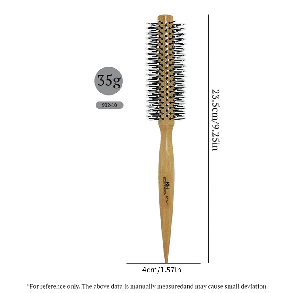 Natural Wood Handle Round Barrel Hair Comb Anti Static Brush Hair Round Comb Styling Tools For Thin Or Short Hair Men Women Use Oasis Select 902-10-Y