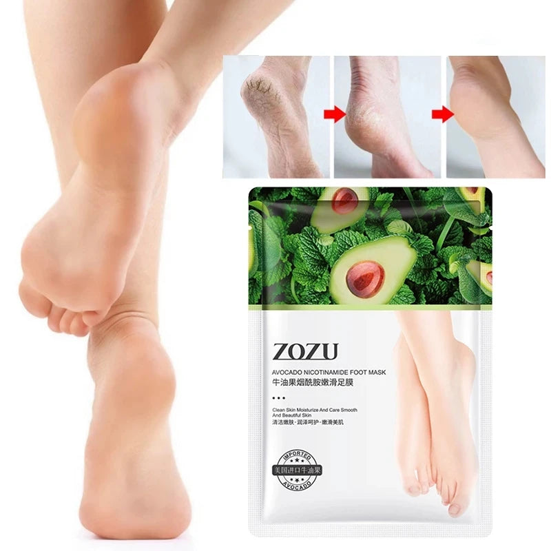 5-Pair Avocado Exfoliating Foot Mask – Dead Skin Remover & Moisturizer Foot Peel Mask Oasis Select