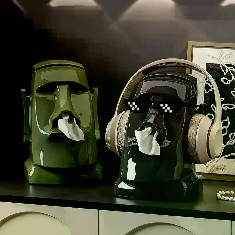 Stone Statue Tissue Box & Headphone Stand | Aesthetic Decor