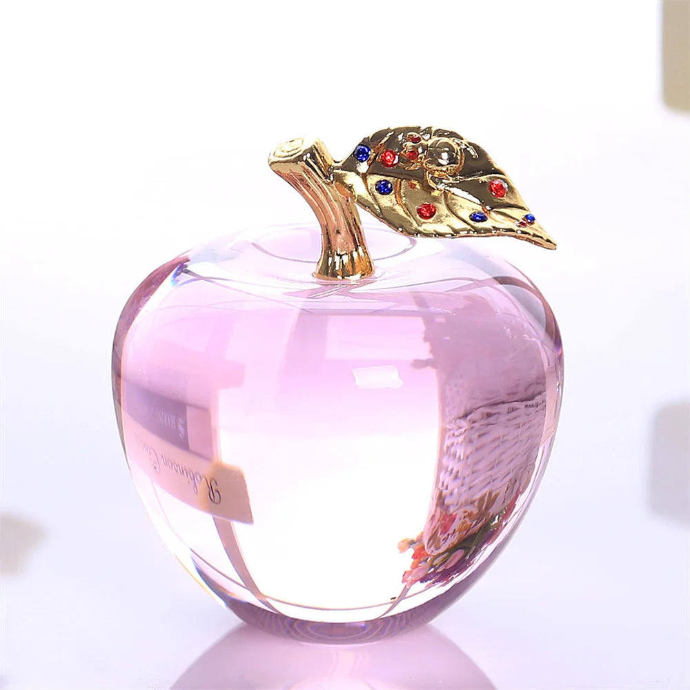 Apple Ornaments Coloured Glaze Decoration Glass Home Decoration Crystal Quartz Purple Red Pink Yellow Lucency Gift Souvenir Oasis Select Pink