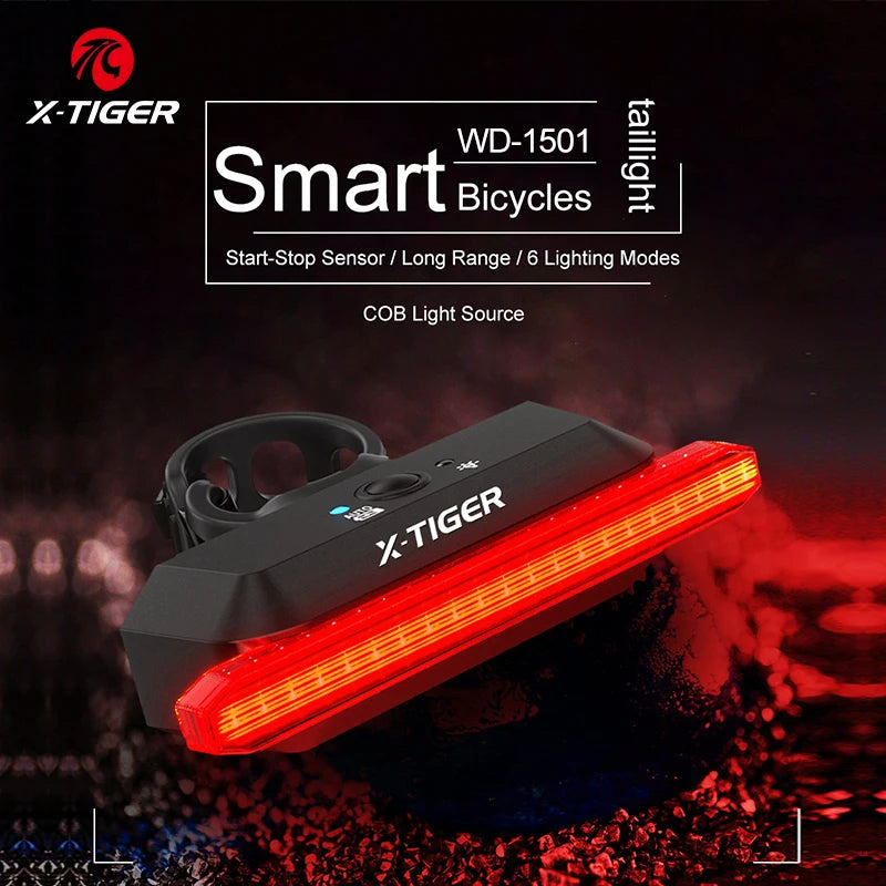 X-TIGER Bike Rear Light Smart Brake Sensing Light Bicycle Tail Light LED Charging Taillight Alarm Cycling Accessorie Oasis Select