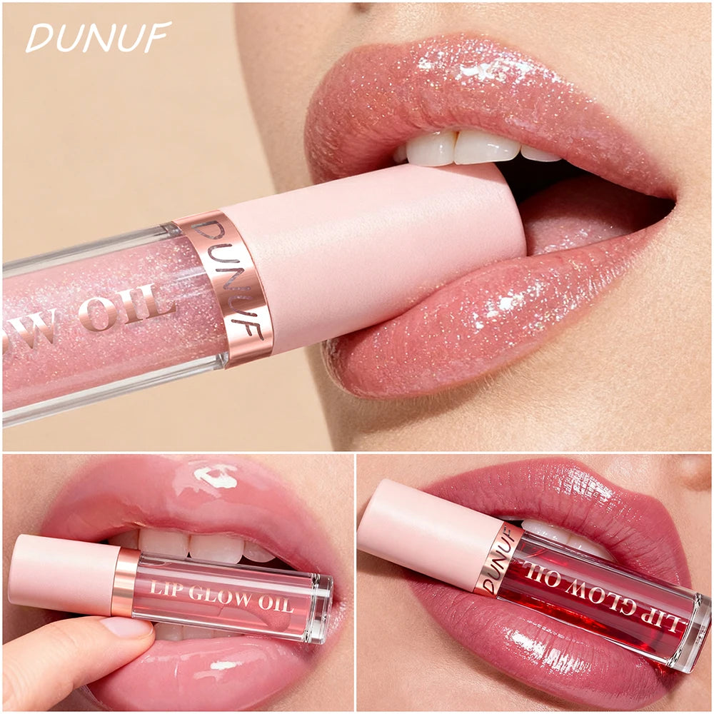 DUNUF Lip Glow Oil Moisturizing Lip Gloss Plumping Lip Oil Tinted Hydrating Lip Care Transparent Lip Balm Beauty Makeup Cosmetic Oasis Select