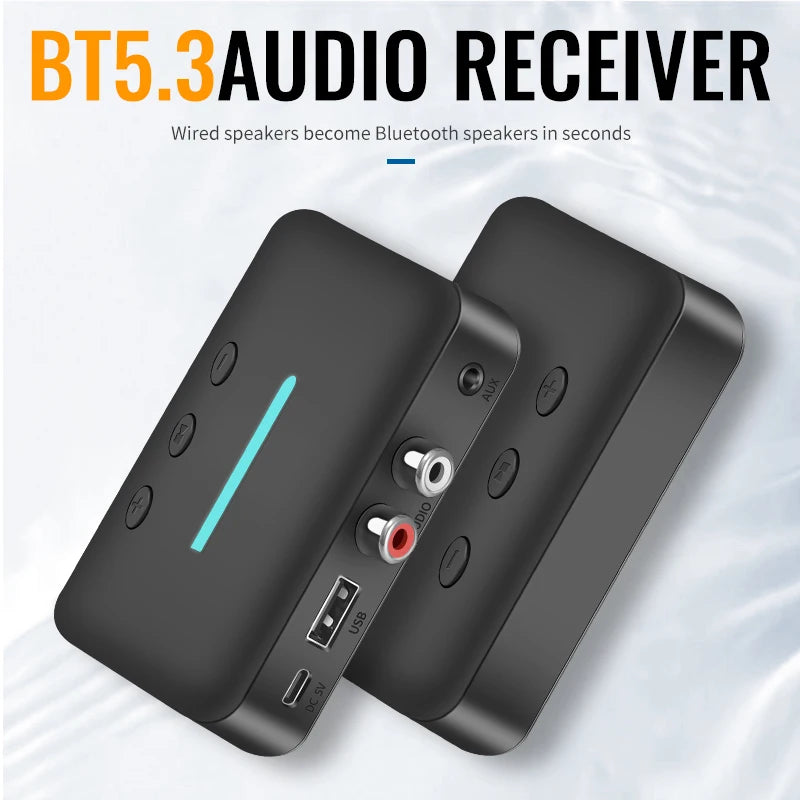 USB Bluetooth 5.3 Audio Receiver Adapter Wireless Stereo Music 3.5mm AUX R/L RCA Support U-Disk Playback For Desktop Speaker Amp Oasis Select