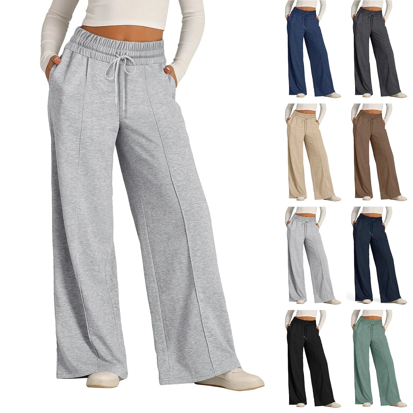 Women's Fleece Lined Wide Leg Sweatpants – High Waist Joggers Wide Leg Sweatpants Oasis Select