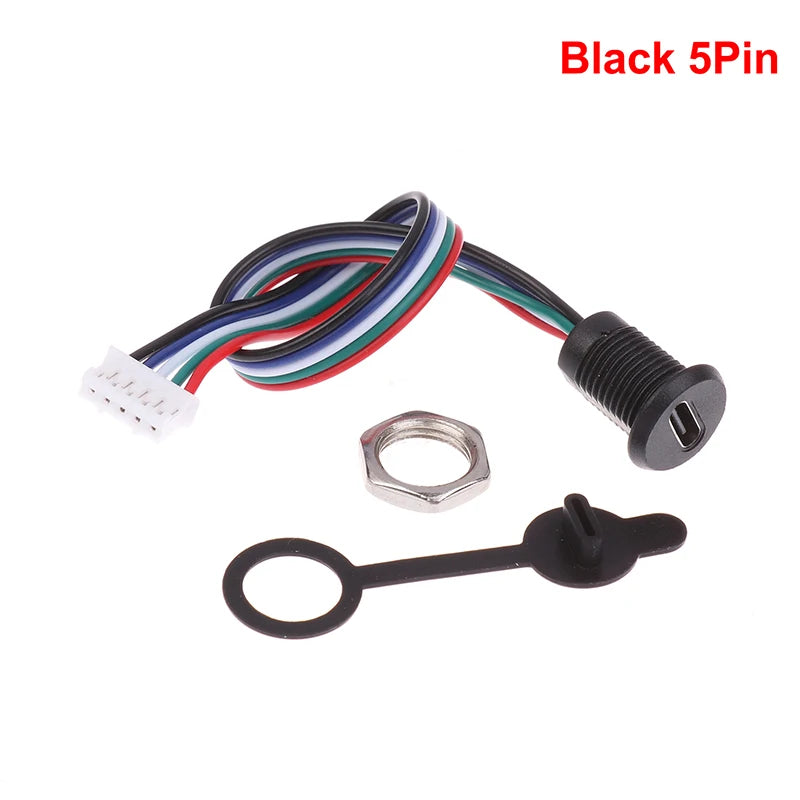 USB-C High Current Charging Socket Female With M11 Nut Snap Lock Plate Type C Waterproof Female Connector Jack C Socket Oasis Select 5Pin Black