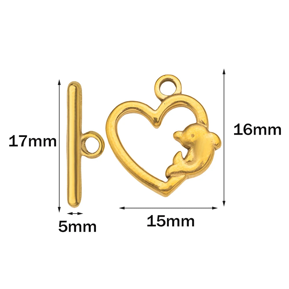 5 Sets Stainless Steel Toggle Clasp T-bar Closure Ring Fastener Hook