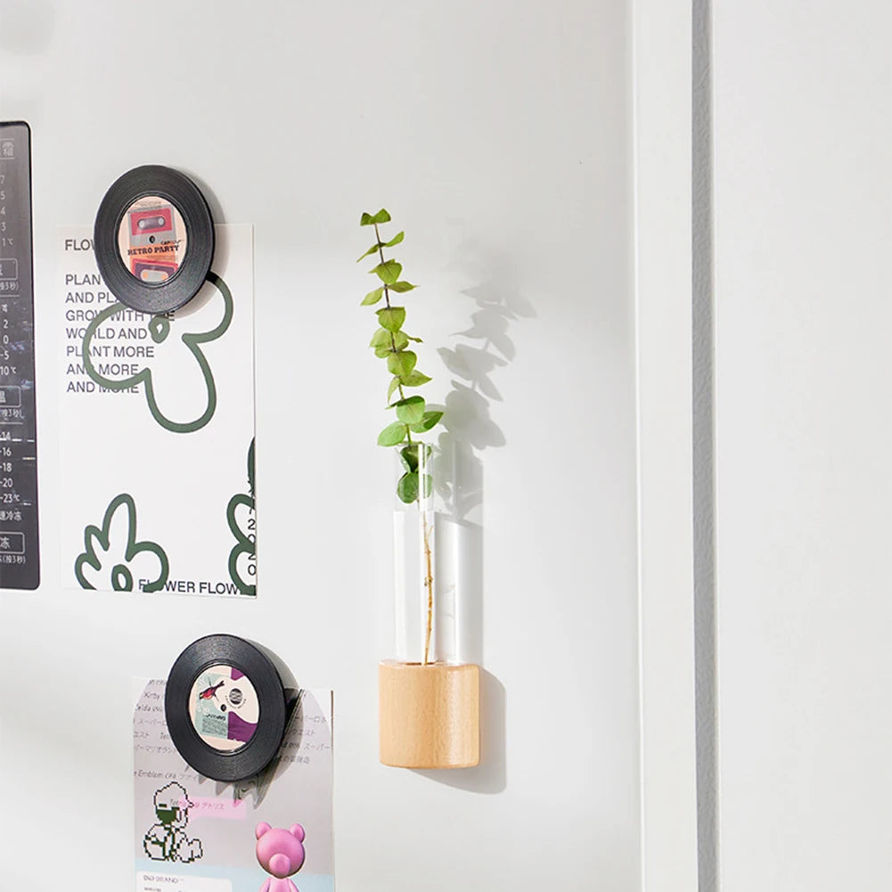 Mini Magnetic Test Tube Vase – Wooden Hydroponic Planter