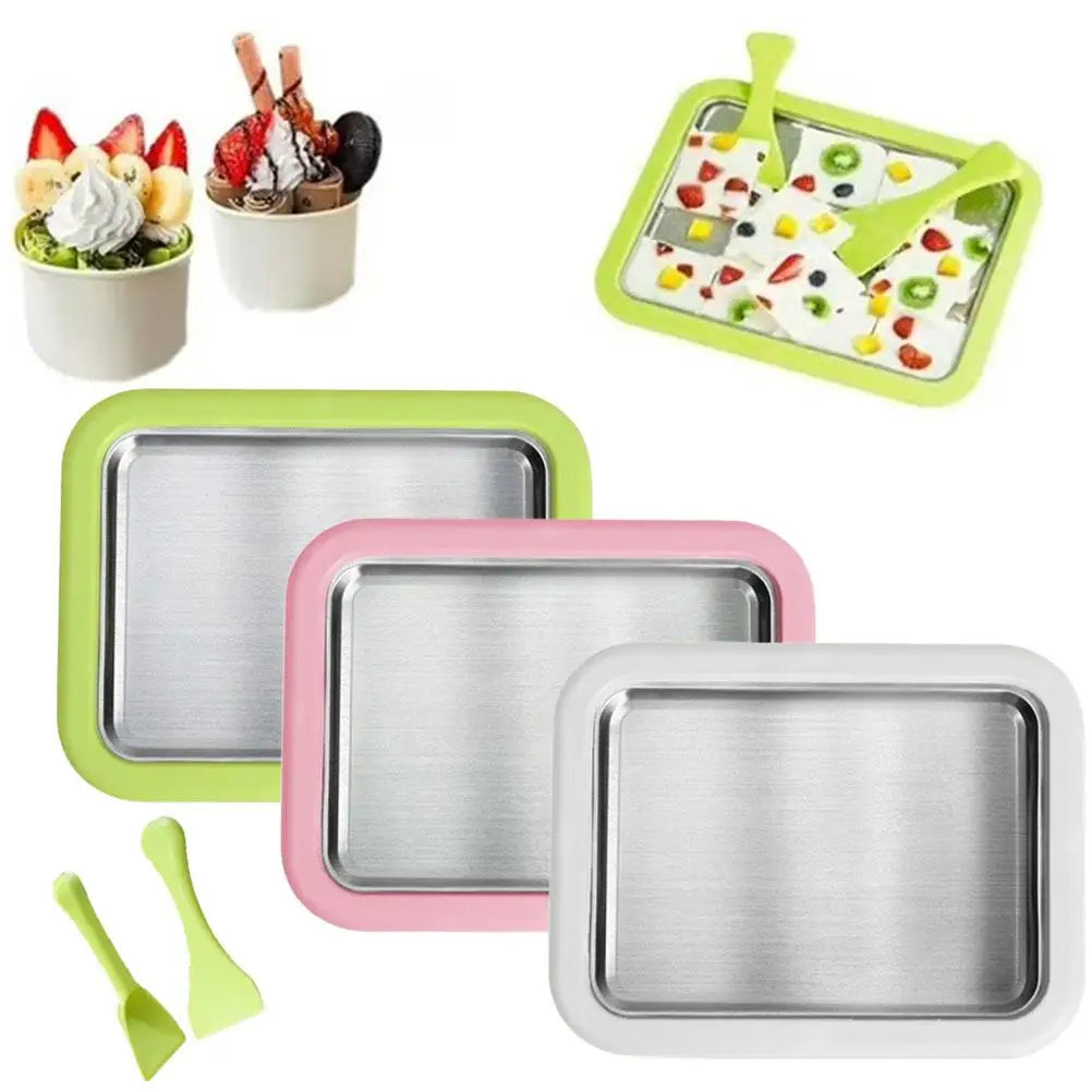 DIY Ice Cream Maker Yogurt Maker Machine for Homemade Rolled Cream Sorbet Gelato,Household Ice Cream Roller Pan with 2 Spatulas Oasis Select