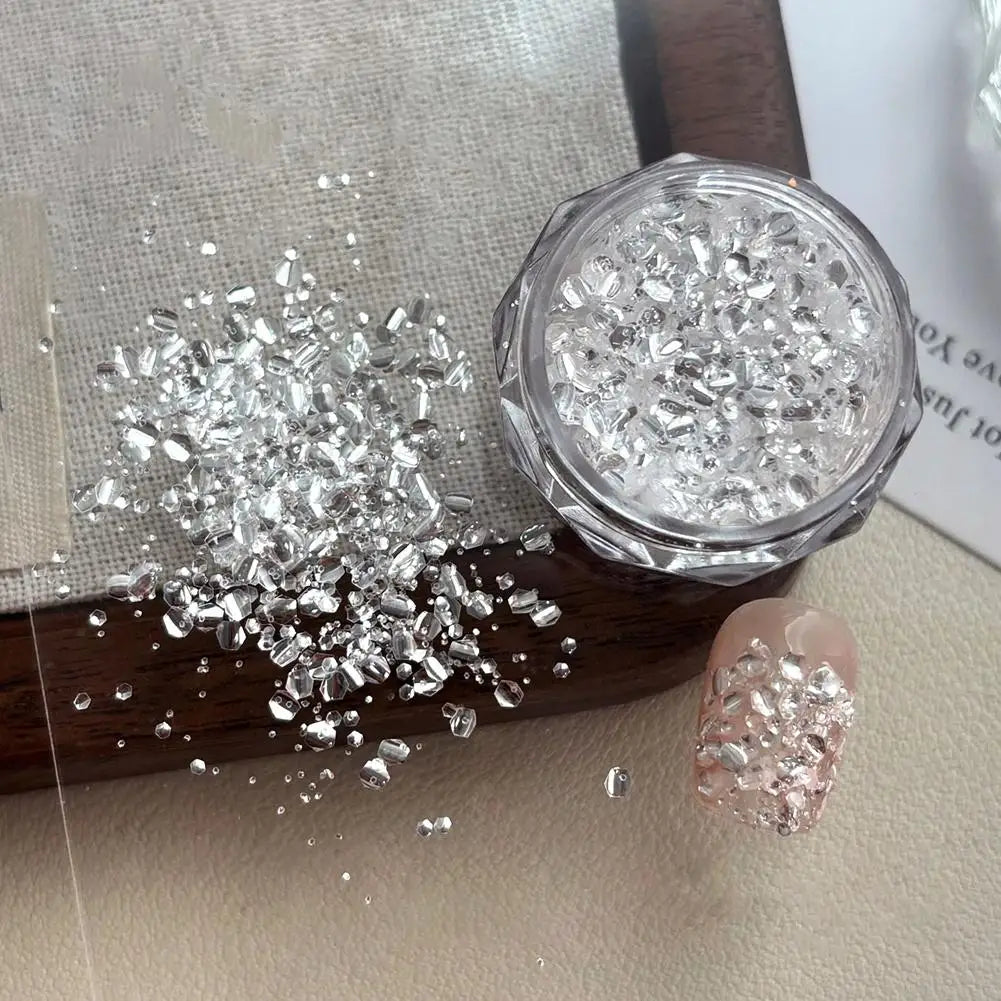 Silver Iridescent Hexagon Nail Glitter Flakes | Gel Sequins