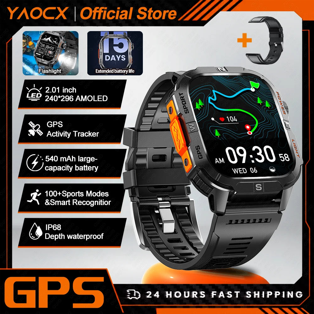 yaocx GTH3 Smart Watch 2.01" HD, BT Call, IP68, 100+ Sports