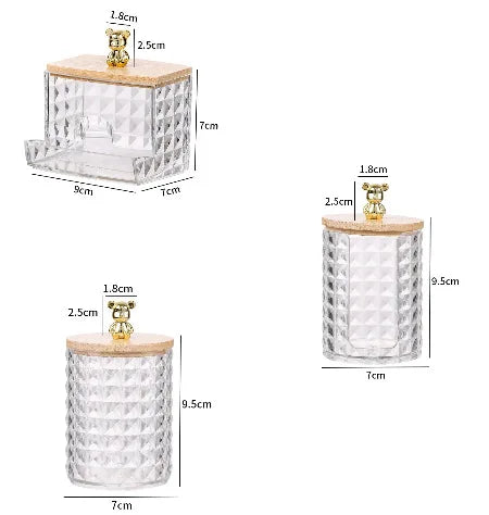 Acrylic storage box, home desktop bear-shaped storage container, premium portable transparent desktop organiser Oasis Select golden set A