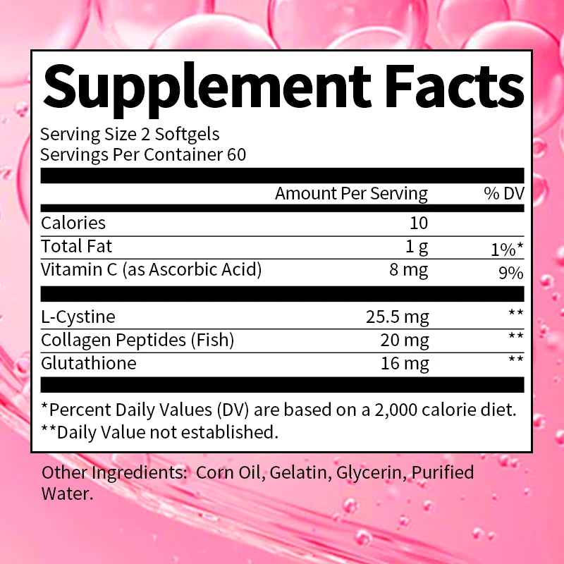 BBEEAAUU Collagen Glutathione Capsules Skin Whitening Supplement Antioxidant Support Liver Detoxification Improvement Skin Slack Oasis Select