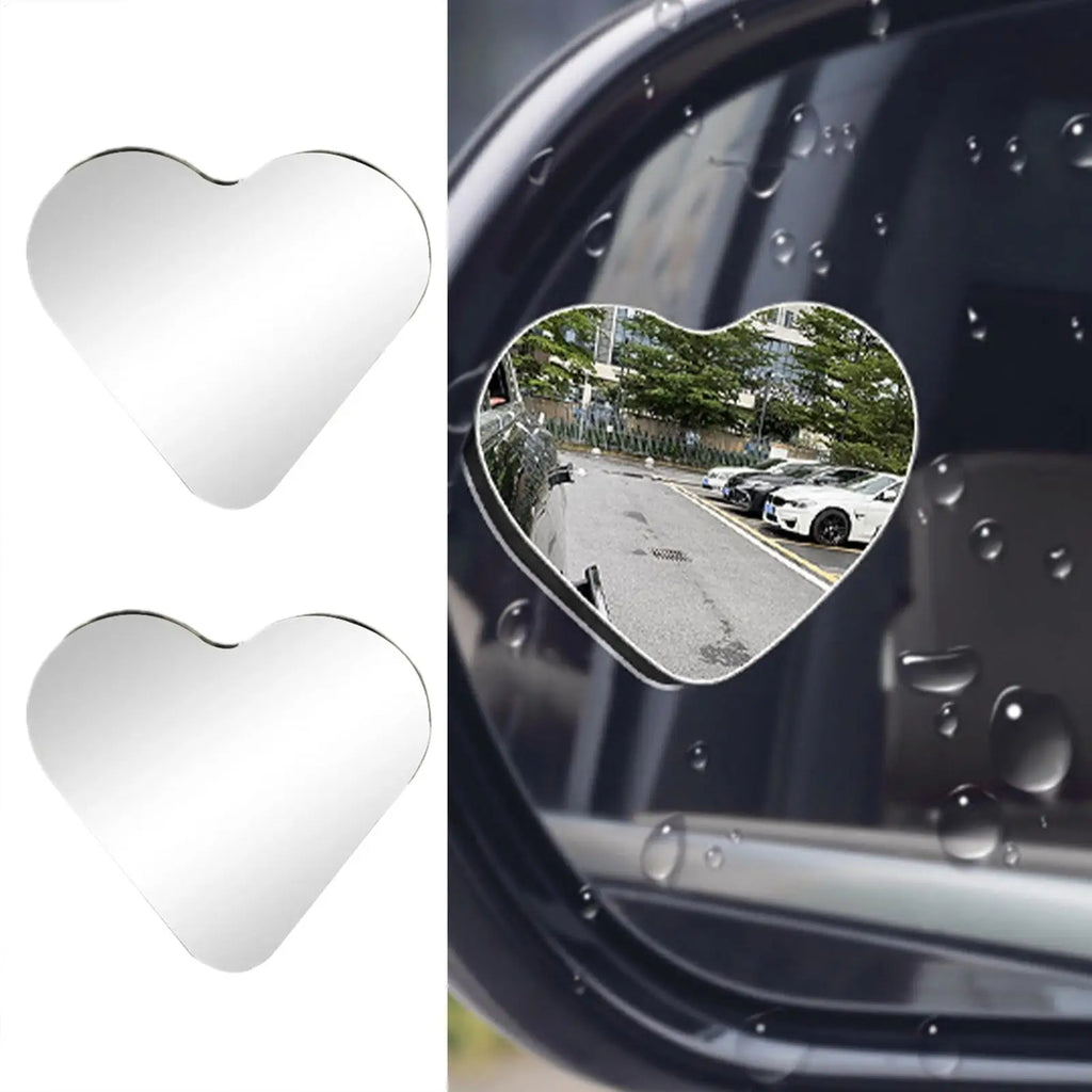 Blind Spot Mirrors 2 Pieces Heart Shaped Rearview Convex Mirror Removable Adjustable Safety Assist Glass Wide Angle Auto Parts Oasis Select