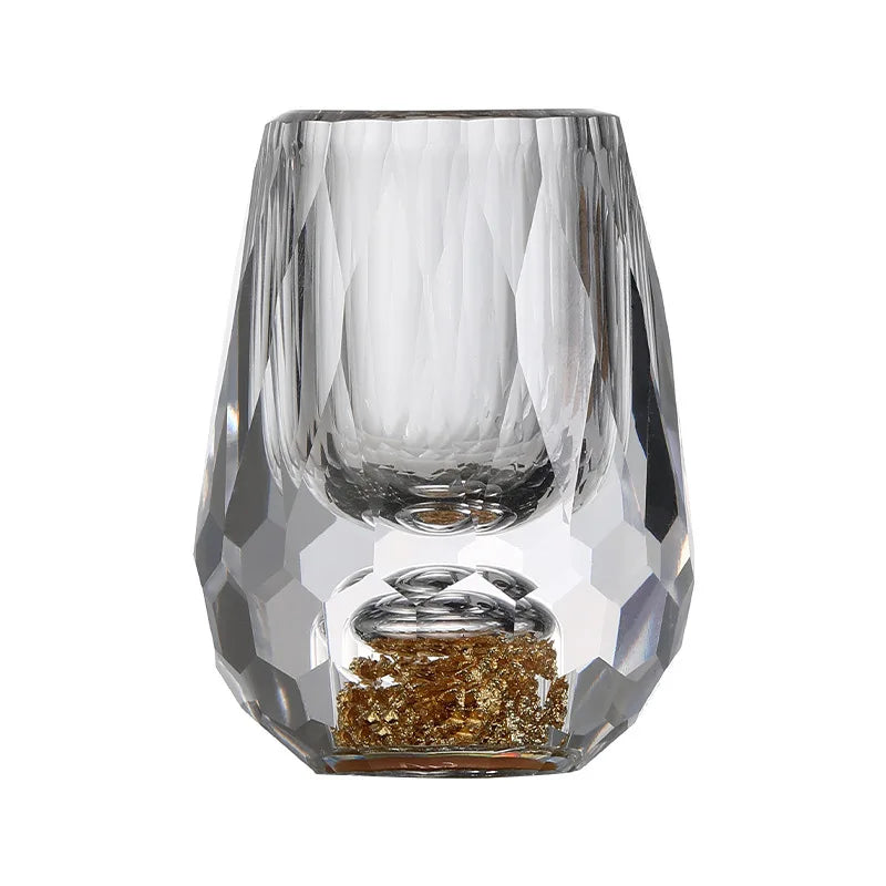 2/6pcs Luxurious Crystal Golden Mountain Shot Glass, Exquisite Handcrafted Spirits Glasses for Whiskey, Vodka & Home Bar Decor Oasis Select