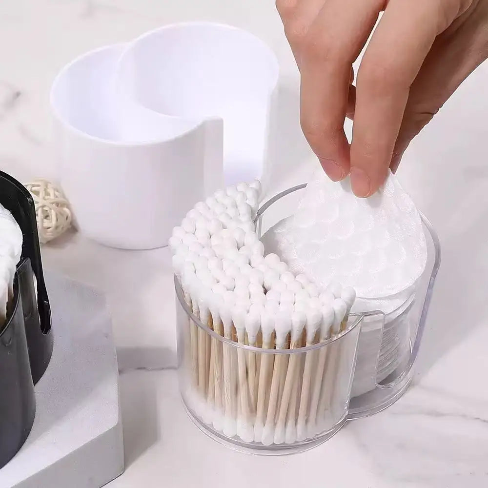 Q-Tip Holder Dispenser, 2-Section Bathroom Canister - Q-Tips, Cotton Pad & Ball Holder, Dustproof Cotton Rounds Holder Oasis Select