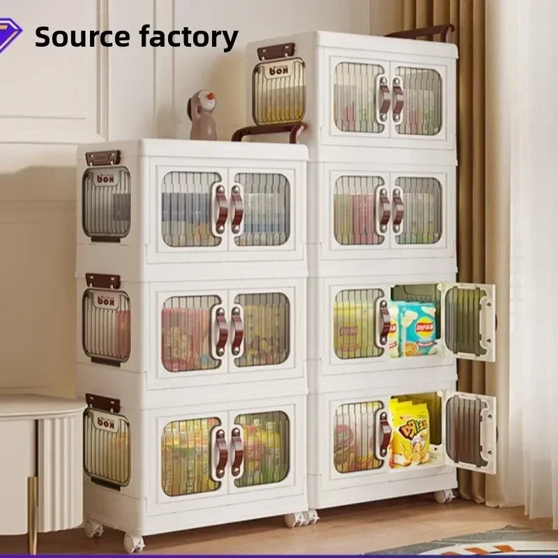 Light luxury cream wind cart storage cabinet, installation-free storage cabinet, double door multi-layer thickened storage box Oasis Select