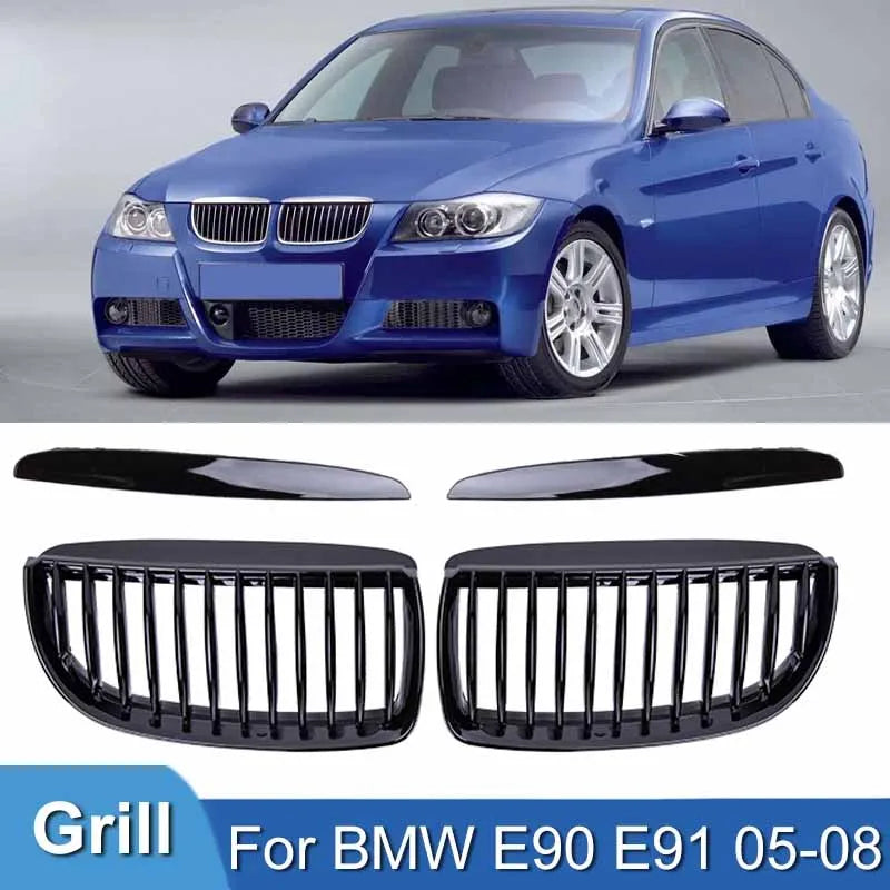 Car Front Bumper Grilles for BMW E90 E91 3 Series 323I 328I 335I 330I 325I 05-08 ABS Pulleco Grille Racing Grill Gloss Black Oasis Select