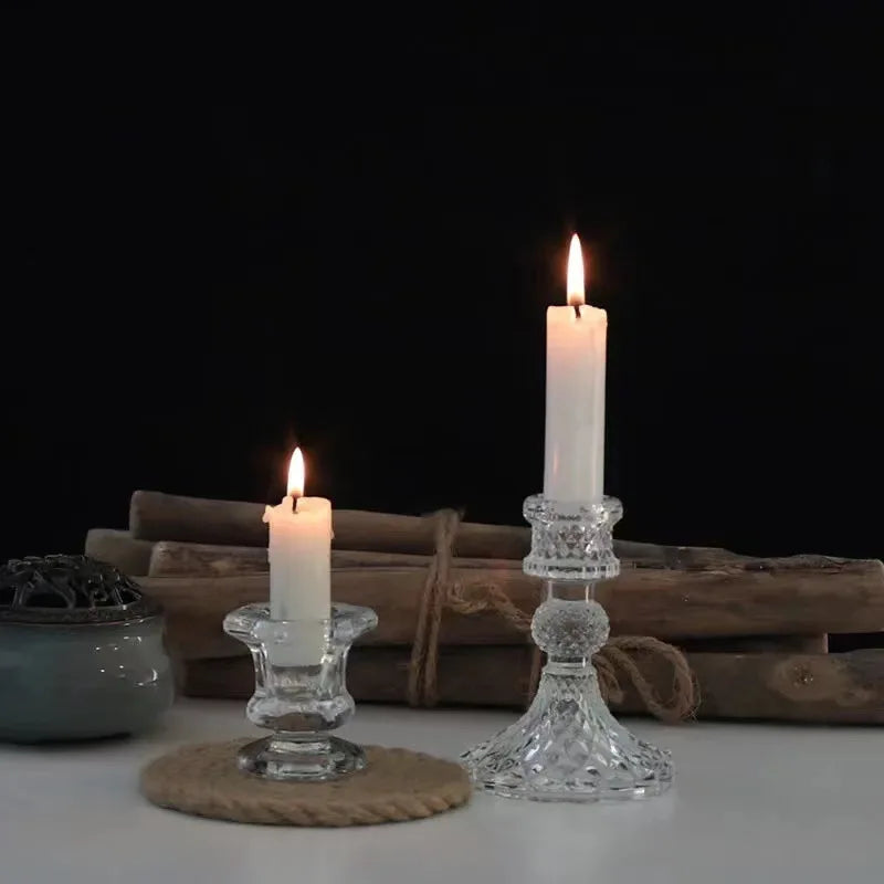 Nordic Glass Candle Holder | Taper Candlestick for Home & Wedding
