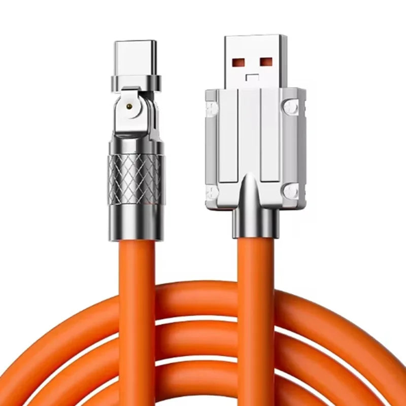 1m 2m 180 Degree Rotating Elbow USB to Type c 120w 6A Fast Charge Cable USB C Data Cable For Xiaomi Mobile Phone Charger Cable Oasis Select Orange 1m