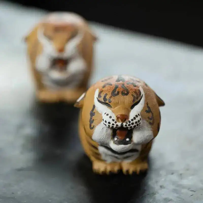 Zisha Tea Pet Tiger Ornament Zodiac Brushed Clay Painted Little Tiger Tea Plaything Tea pet Accessory Oasis Select