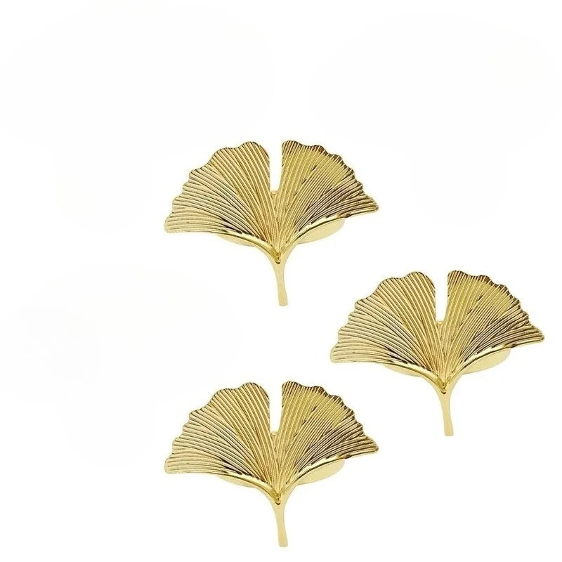 3pcs Ginkgo Leaves Napkin Ring Buckle Holders for Wedding Party Thanksgiving Celebrate Festival Dinner Table Decoration Oasis Select 3pcs golden