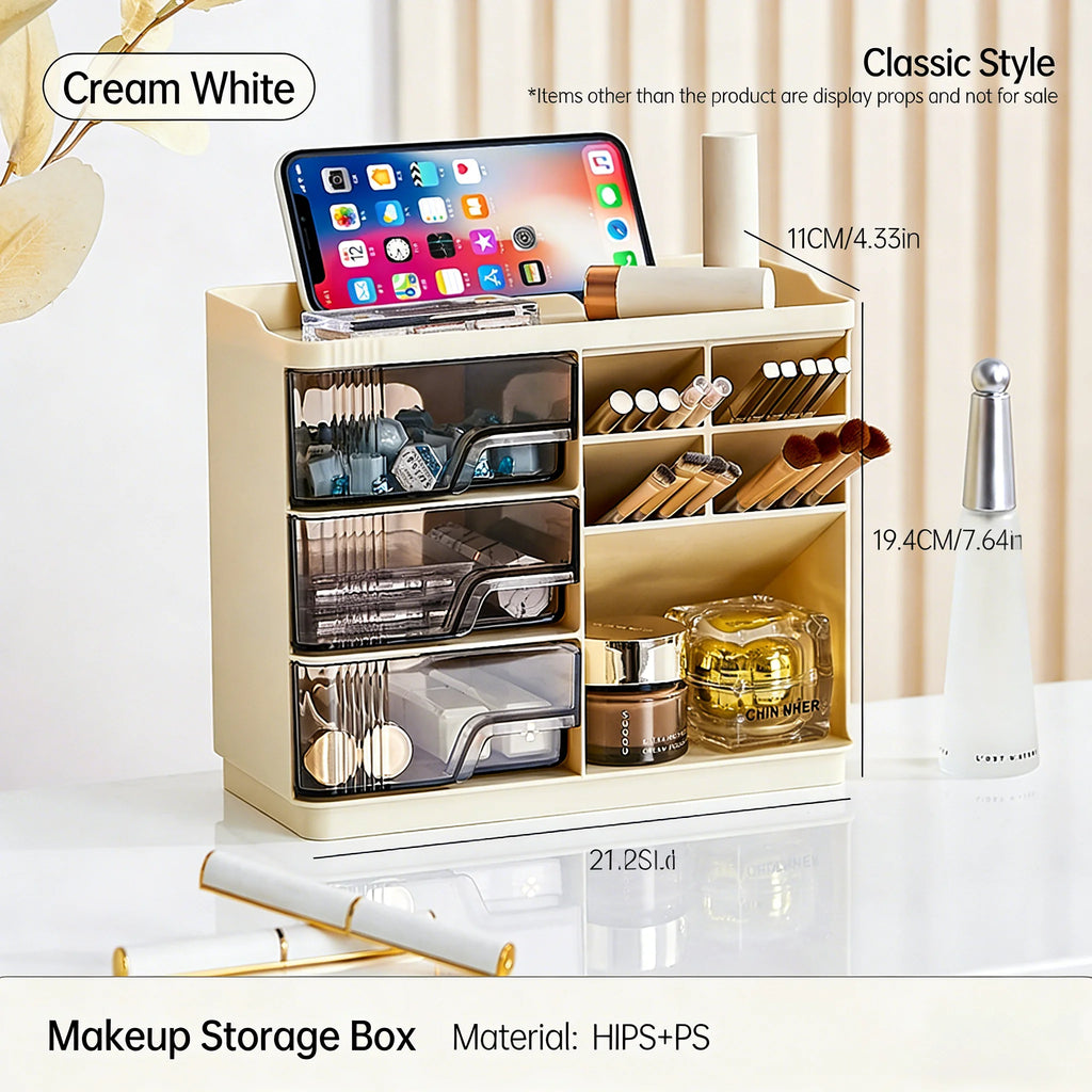 Makeup Organizer with Drawers for Vanity, Spacious Cosmetic Display Case, the Perfect Storage Solution for Your Beauty Essential Oasis Select Beige