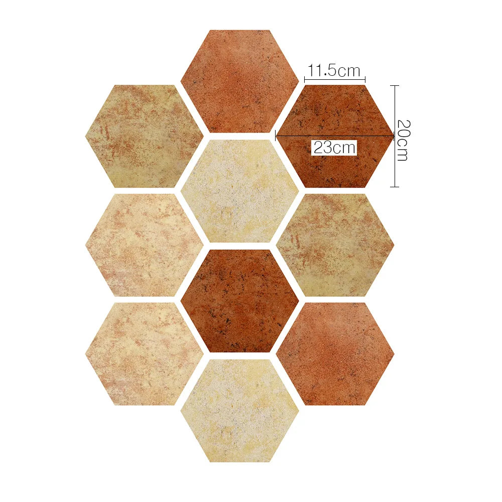 Stereoscopic simulation hexagonal self-adhesive ceramic tile decorative anti-skid coating twill film floor tile wall decor Oasis Select DB051 10pcs