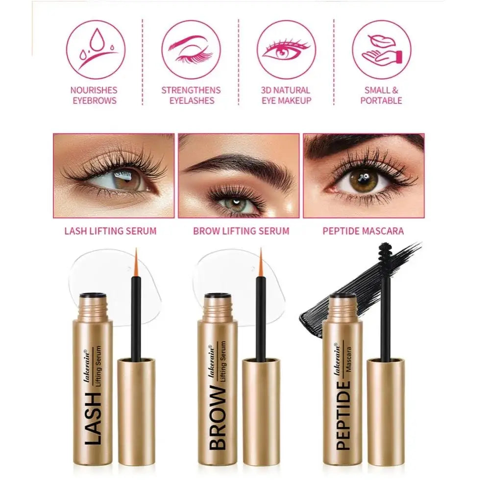 Lakerain Peptide Lash & Brow Serum Mascara Kit | 3-Piece Set