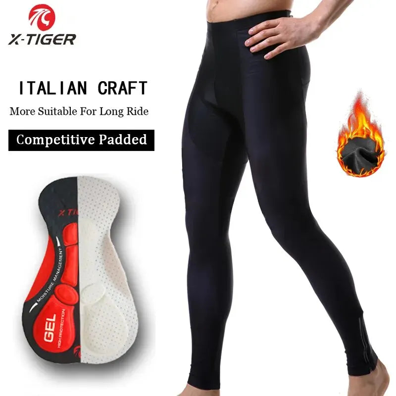 X-TIGER Men's Winter Thermal Cycling Tights | 5D Gel Pad