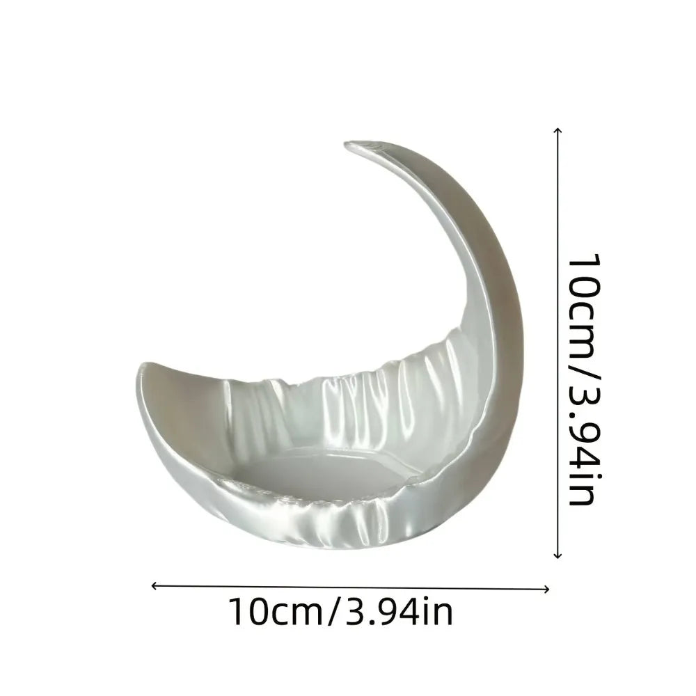 Luxury Pearl MoonStorage Plate Multi Purpose Desktop Display Dish Makeup Trinket Holder Bedroom Dressing Table Decoration Oasis Select