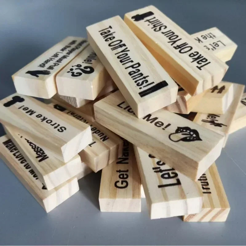 48PCS Block Tower Game Couple Activities Date Night Ideas Valentine Tumbling Tower Stacking Blocks Game For Couples Night Party。 Oasis Select